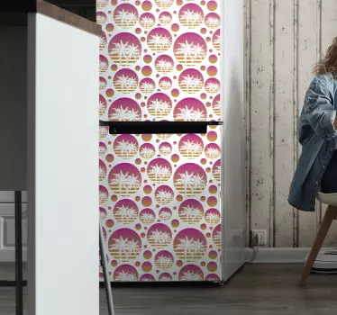 Folie kühlschrank mit tropischen palm-motiven - TenStickers