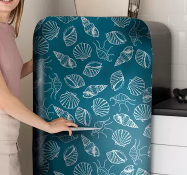 Folie kühlschrank muschel botanisches muster - TenStickers