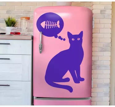 Folie kühlschrank nachdenkliche katzensilhouette - TenStickers