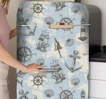 Folie Kühlschrank nautische mustermotive - TenStickers
