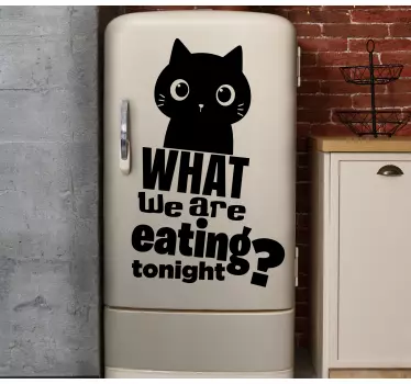 Folie kühlschrank neugierige katzenfrage - TenStickers