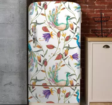 Folie Kühlschrank pfauenblumendruck - TenStickers