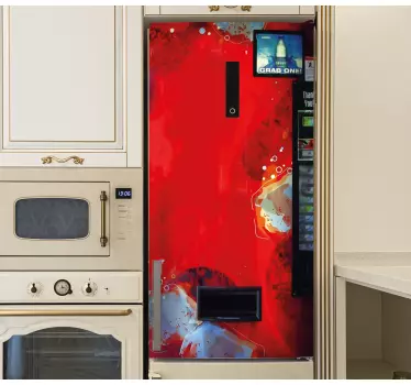 Folie kühlschrank roter farbklecks abstract - TenStickers