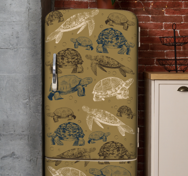Folie Kühlschrank schildkröte illustrationen - TenStickers