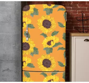 Folie kühlschrank sonnenblumenillustration - TenStickers