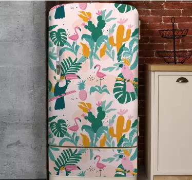 Folie Kühlschrank tropische dschungelstimmung - TenStickers