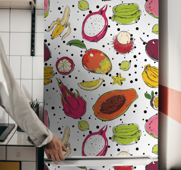 Folie Kühlschrank tropische früchte muster - TenStickers