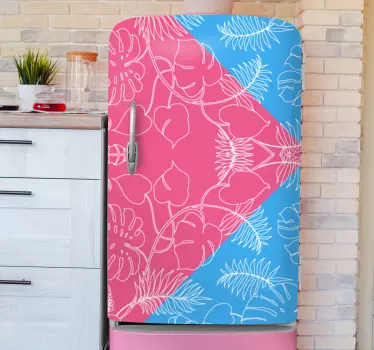 Folie Kühlschrank tropisches blumenmuster - TenStickers