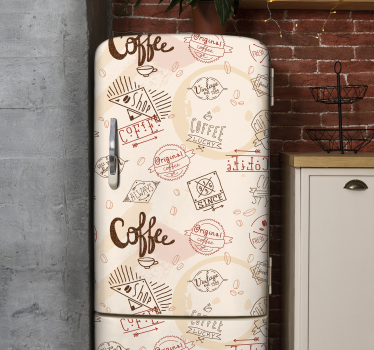 Folie Kühlschrank vintage kaffeemuster - TenStickers