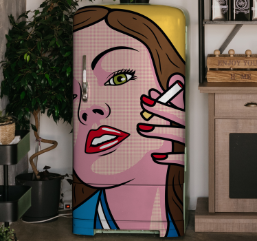 Folie Kühlschrank vintage pop-art-gesicht - TenStickers