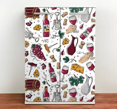 Folie kühlschrank wein und käse - TenStickers