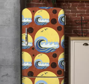 Folie kühlschrank wellenmuster im sonnenuntergang - TenStickers