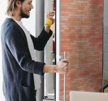 Folie Kühlschrank ziegelrot textur muster - TenStickers