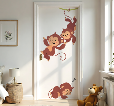 Folie Tür affen fürs kinderzimmer - TenStickers