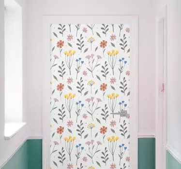 Folie Tür botanische motivillustration - TenStickers