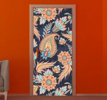 Folie Tür botanisches paisley-motiv - TenStickers