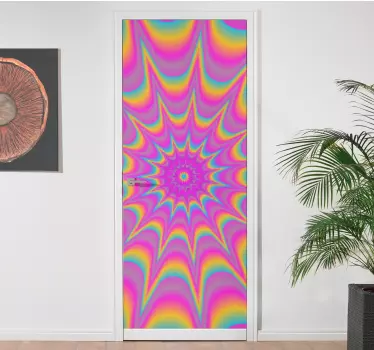 Folie Tür buntes psychedelisches muster - TenStickers