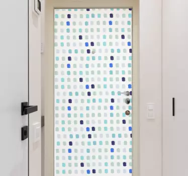 Folie Tür buntes quadratisches muster - TenStickers