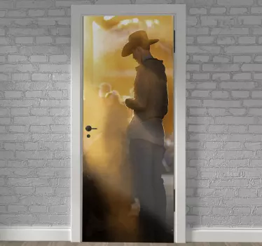 Folie Tür cowboyhut-silhouette - TenStickers