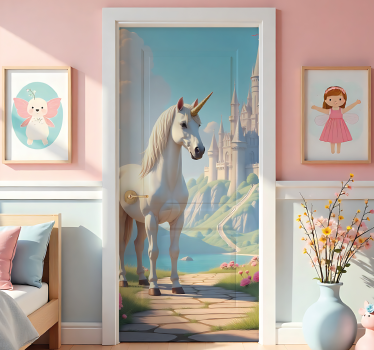 Folie tür einhorn für das kinderzimmer - TenStickers