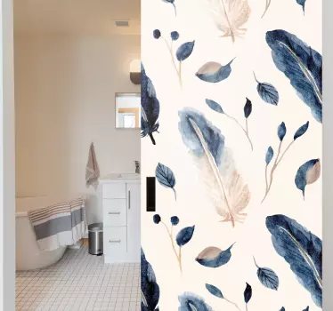 Folie Tür elegante blattmuster - TenStickers