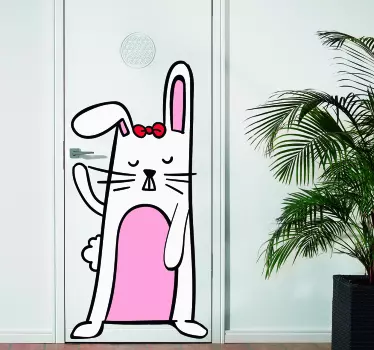 Folie Tür entzückende hasenfigur - TenStickers