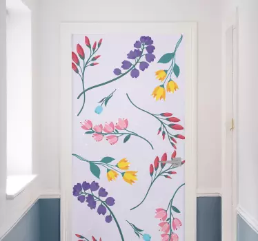 Folie Tür farbenfrohes blumendesign - TenStickers