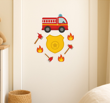 Folie Tür feuerwehrmann für kinder - TenStickers