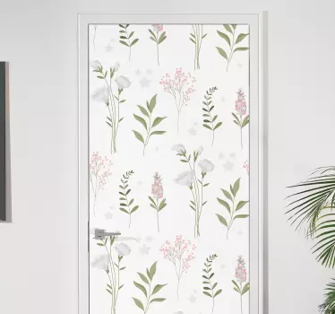 Folie Tür florales beiges design - TenStickers