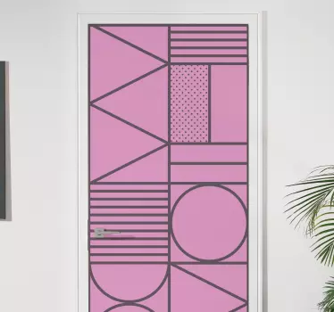 Folie Tür geometrisches rosa element - TenStickers