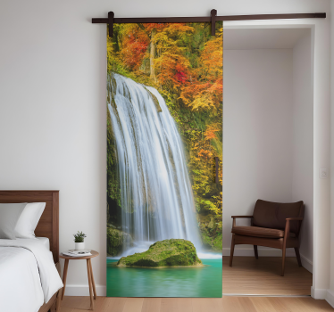 Folie Tür herbstwasserfall - TenStickers