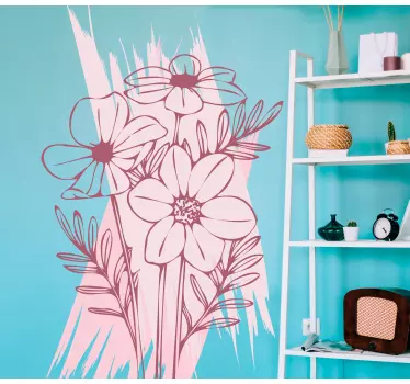 Folie tür im floralen minimalistischen design - TenStickers