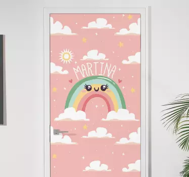 Folie tür im individuellen regenbogen design - TenStickers