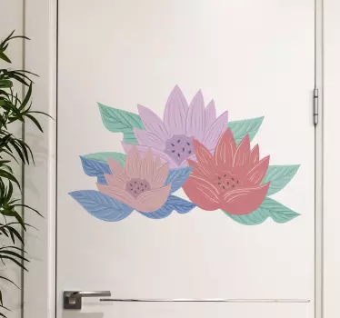 Folie tür lotusblüten arrangement - TenStickers