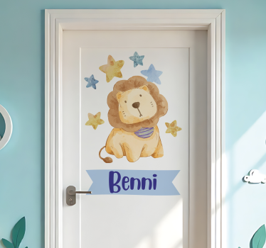 Folie tür löwe für das kinderzimmer - TenStickers