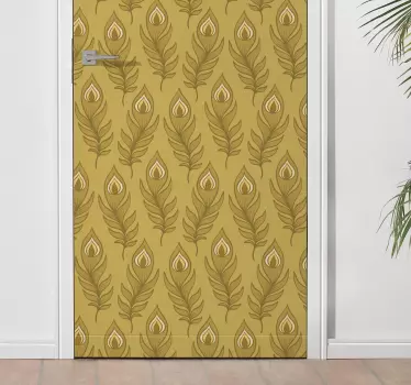 Folie tür mit blattmotiv arrangement - TenStickers