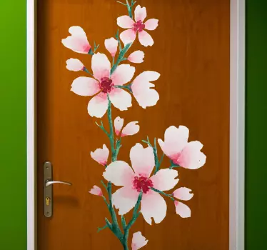 Folie tür mit blühendem blumenast - TenStickers