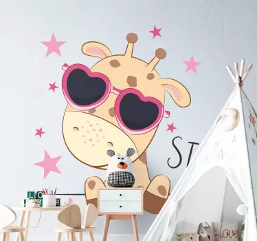 Folie tür mit charmantem giraffenstatue - TenStickers