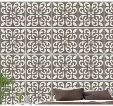 Folie tür mit eleganten blumenmustern - TenStickers