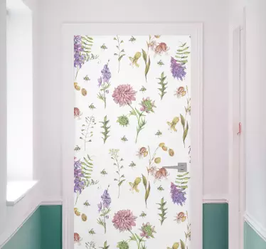 Folie tür mit floralem türakzent - TenStickers