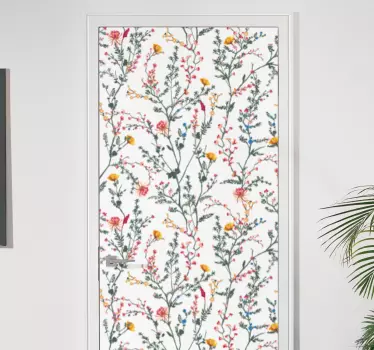 Folie tür mit floraler vogel inspiration - TenStickers
