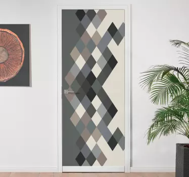 Folie tür mit geometrischem diamantmotiv - TenStickers