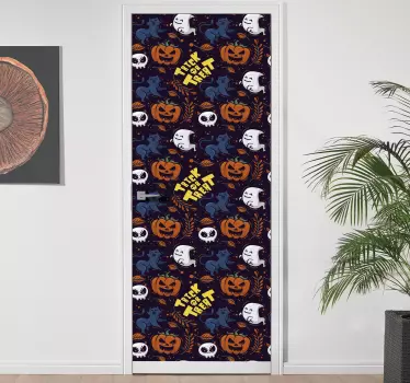 Folie tür mit gruseligem halloween-muster - TenStickers
