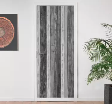 Folie tür mit holzpaneelstruktur - TenStickers