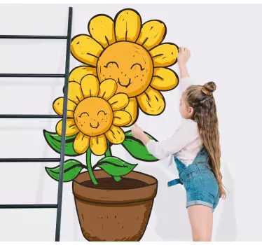 Folie tür mit lächelnden sonnenblumen dekoration - TenStickers