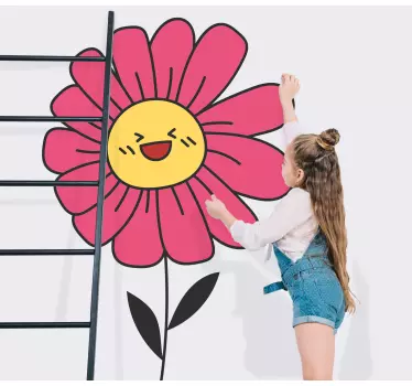 Folie tür mit lächelnder blumenillustration - TenStickers