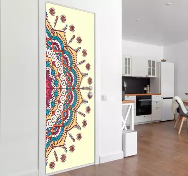 Folie tür mit lebhaftem mandala-design - TenStickers