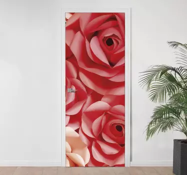 Folie tür mit lebhaften rosenmustern - TenStickers