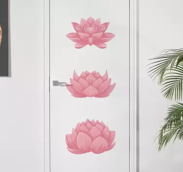 Folie tür mit lotusblumenarrangement - TenStickers