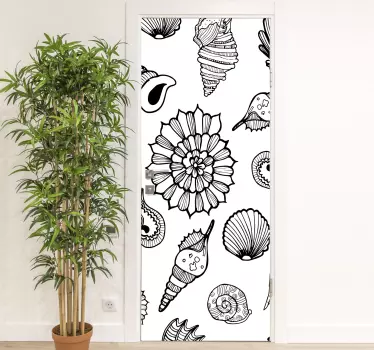 Folie tür mit muschelblütenmotiv - TenStickers